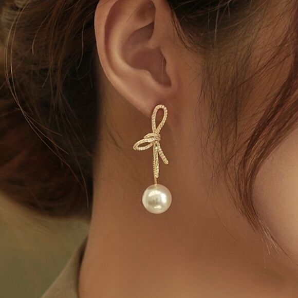 bohemian bow drop earrings A473 - Picture 1 of 5